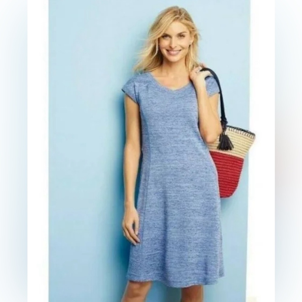 Talbots Light Blue Knit Short Sleeve Dress. Size XL
